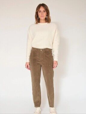 MKT Studio Phenomene Velvet Chic Corduroy Utility Pants Brown Khaki 29